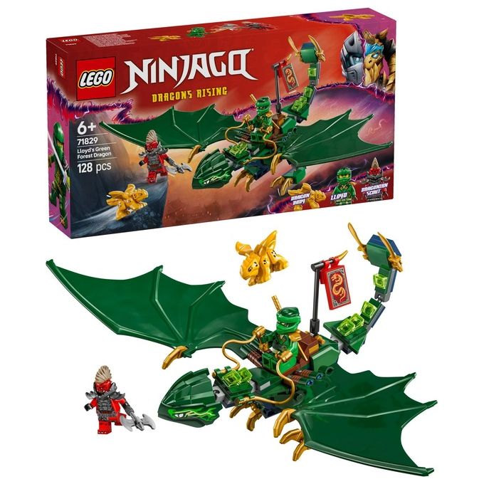 LEGO NINJAGO Drago della Foresta Verde di Lloyd - Figura Giocattolo Snodabile da Costruire Set con 2 Minifigure Armi e Cucciolo Dorato Giochi per Bambini e Bambine da 6 Anni Idea Regalo 71829