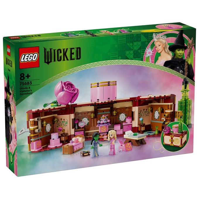 LEGO Wicked 75683 - Dormitorio di Glinda and Elphaba, Set da 740 pezzi con Minidoll Day and Night, Accessori, Valigetta Decorativa, Eta' 8+