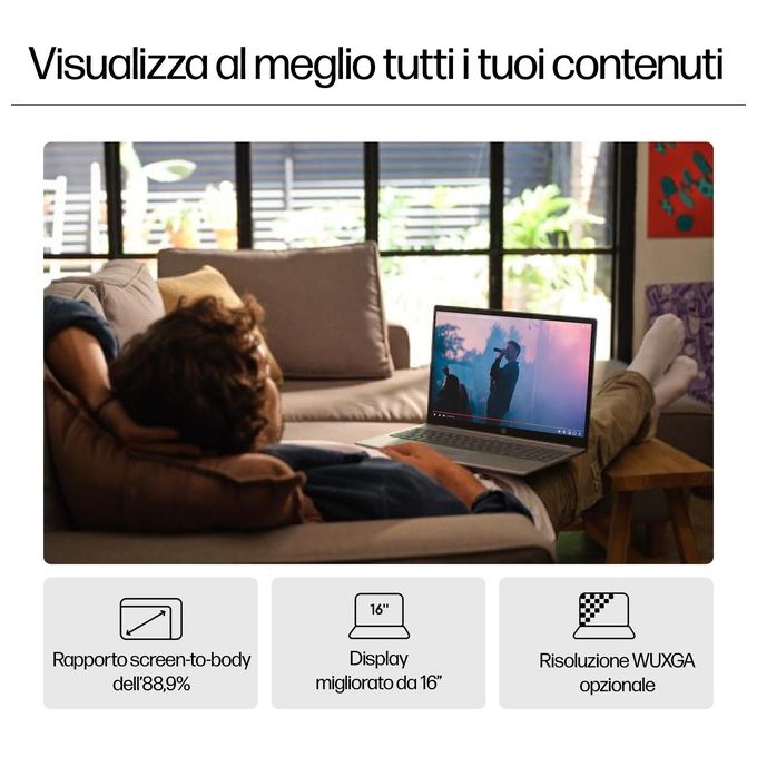 Hp, Pavilion 16-af0012nl, Notebook, Intel Core Ultra 5 125U, 16 Pollici, 16 GB Ram, 512 GB SSD, Argento