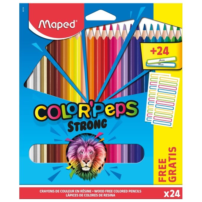 Maped Confezione 24 Pastelli Colori Assortiti con Etichette