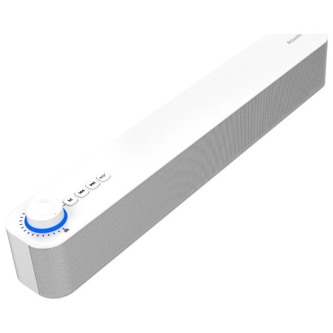 Atlantis P003-c0820-w Mini Soundbar Bluetooth V5.3 20W Jack 3.5mm Tws Include Batteria 2400mah Radio Usb MicroSD Bianco