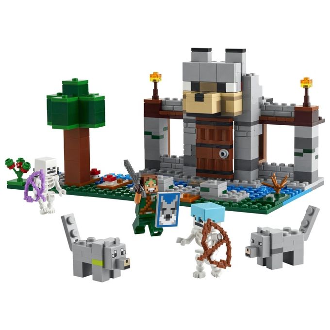 LEGO Minecraft Il Castello del Lupo Giocattolo da Costruire con il Personaggio del Domatore 2 Animali e 2 Scheletri con Armi Giochi di Ruolo per Bambini e Bambine da 8 Anni in su Idea Regalo 21261
