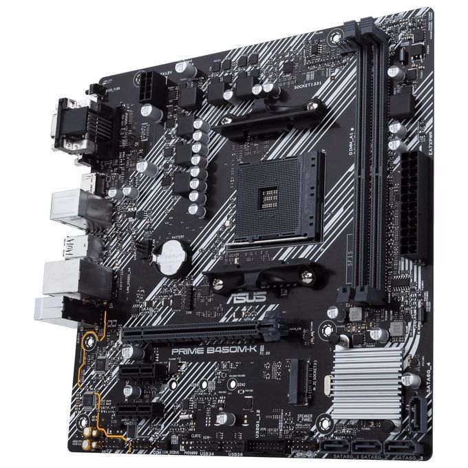ASUS PRIME B450M-K II, Scheda madre micro ATX AMD B450 (Ryzen AM4) con supporto M.2, HDMI-DVI-D-D-Sub, SATA 6 Gbps, 1 Gb Ethernet, USB 3.2 Gen 1 Type-A, BIOS FlashBack