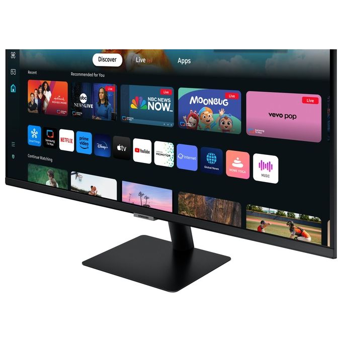 Samsung Smart Monitor M5  S27DM500 Nero - 27'' Display VA, FHD (1920 x 1080), 60Hz, 4ms, Inclinabile, 2 x HDMI (1.4), 2 x USB-A, Smart TV, Gaming Hub