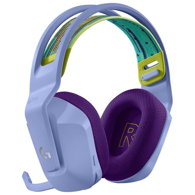 Logitech G733 Lightspeed Cuffia Wireless con Microfono Gaming con Fascia per la Testa a Sospensione Lightsync RGB Tecnologia Microfono Blue Voice e Driver Audio Pro-G Lilla