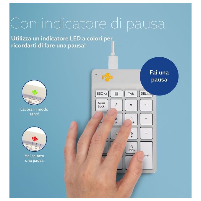 R-Go Tools RGOCONMWDWH Tastierino Numerico Computer Portatile USB Bianco