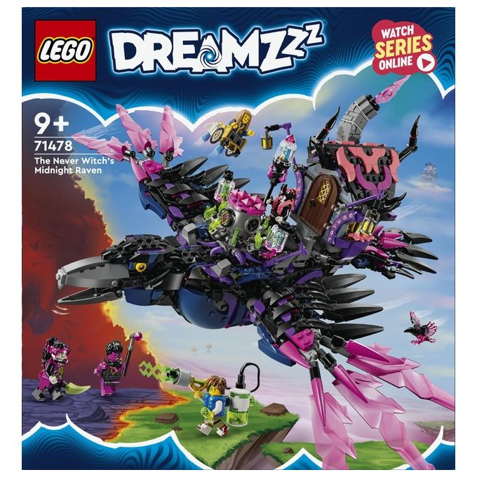 Lego Dreamzzz 2 in 1 Corvo di Mezzanotte della Mai-Strega, Giocattolo d'Avventura Trasformabile in Casa o Ragno, con 6 Personaggi
