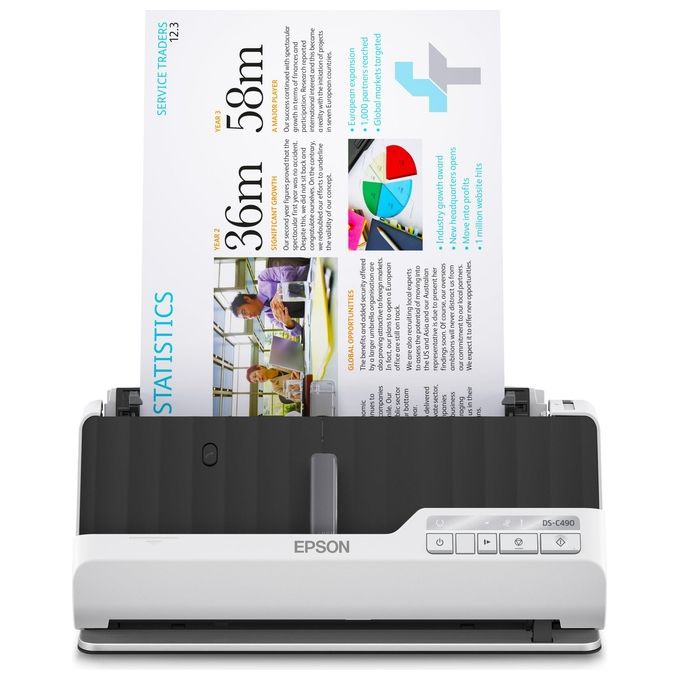 Epson B11B271401 DS-C490 Scanner ADF Alimentatore di Fogli 600x600 DPI A4 Duplex 20 Fogli USB colore Nero Bianco