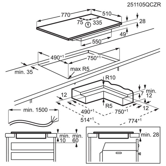 AEG IKB84443IB Piano Cottura a Induzione da Incasso 4 Zone Stop and Go 77 cm Nero
