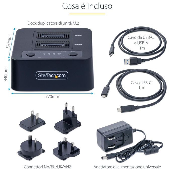 StarTech.com Duplicatore di Unita' M.2 Nvme 1:1 Cavi Usb-C-A Inclusi
