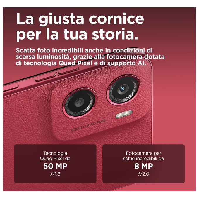 Motorola Moto G05, 256GB, 4GB RAM, Rosso, Doppia SIM, Display 6.67'', Android 15