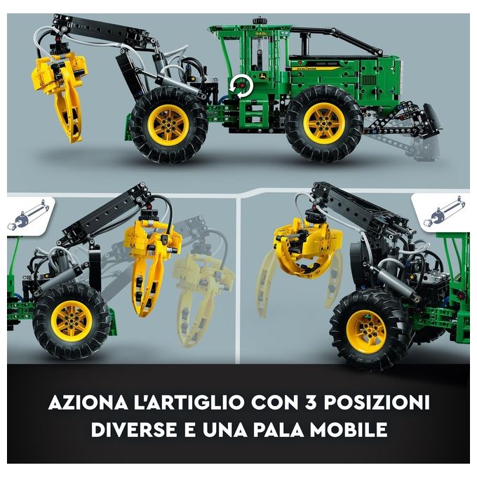 LEGO Technic 42157 Trattore John Deere 948L-II, Modellino da Costruire di Veicolo Giocattolo con Funzioni Pneumatiche e 4WD