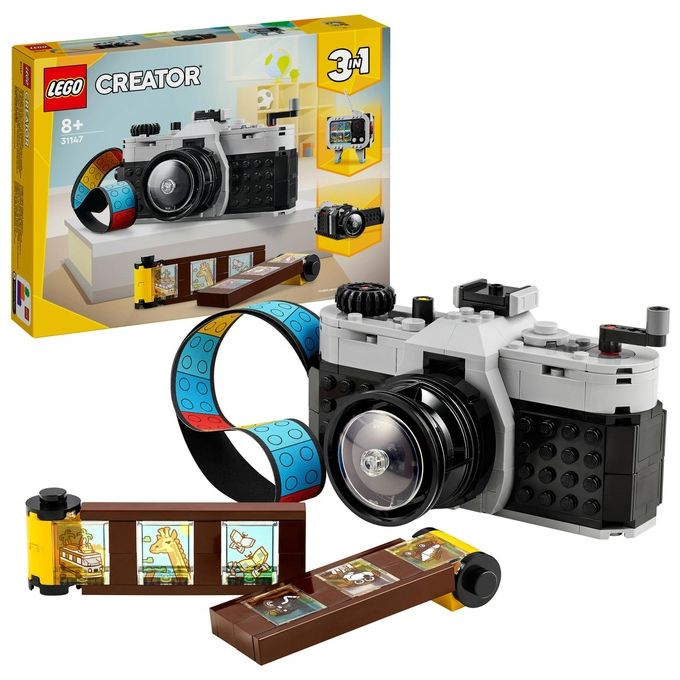 LEGO Creator 31147 3in1 Fotocamera Retro 31147-LEGO Giochi per Bambini 8+ Anni Macchina Fotografica Trasformabile in Videcamera o TV