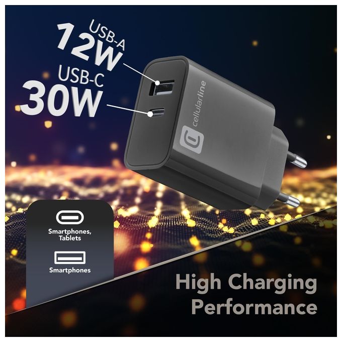 Cellular Line Caricabatterie Multipower PD 32W Nero