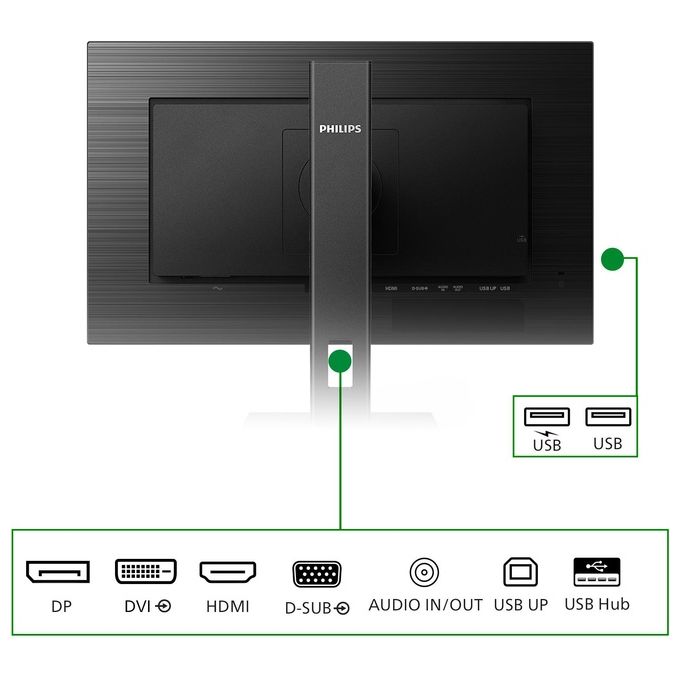 Philips Monitor 23.8'' LED IPS 242B1G - 00 1920x1080 Full HD Tempo di Risposta 4 ms