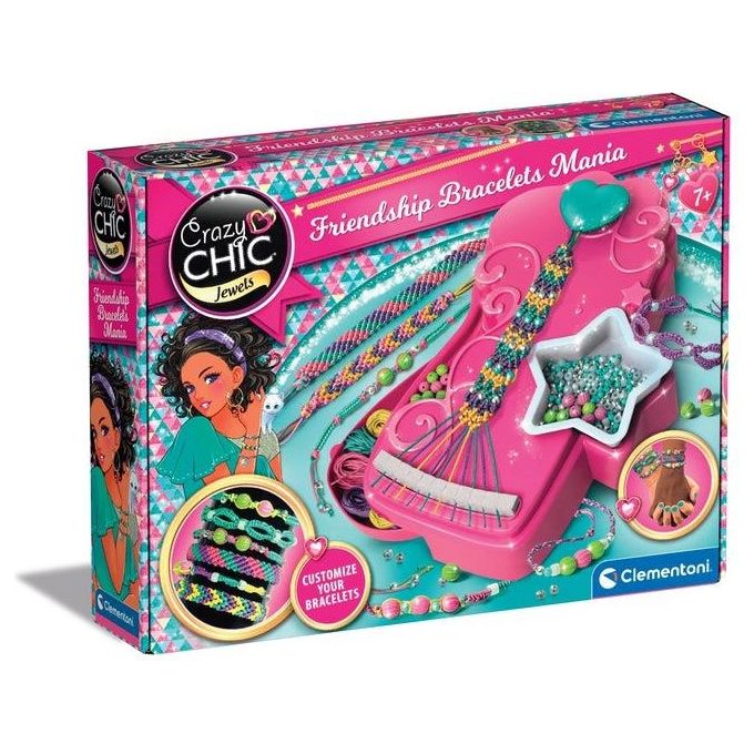 Clementoni Gioco Creativo Crazy Chic Bracelets Mania - Kit Braccialetti dell'Amicizia per Bambina