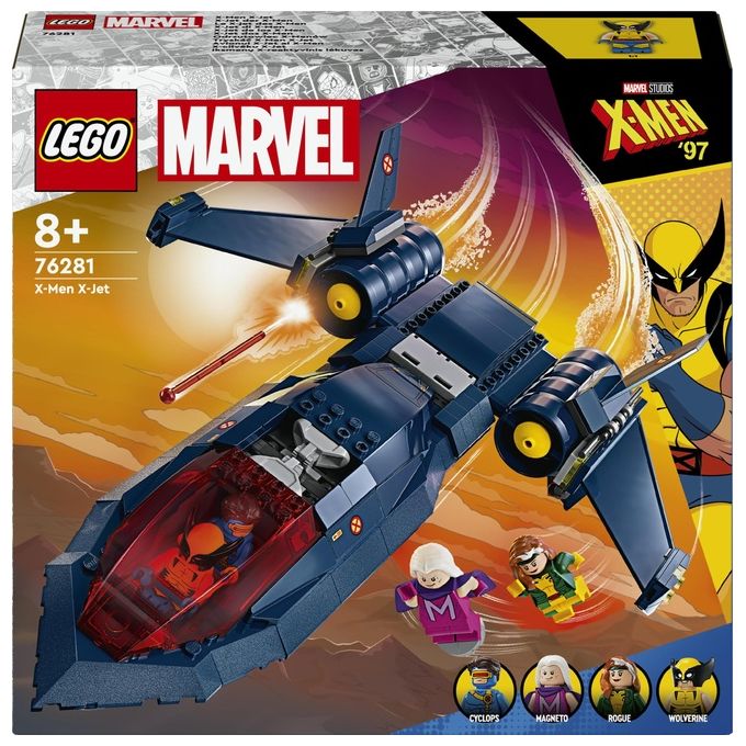 LEGO Marvel 76281 X-Jet di X-Men, Aereo Giocattolo per Bambini di 8+ Anni, Modellino da Costruire con Minifigure di Supereroi
