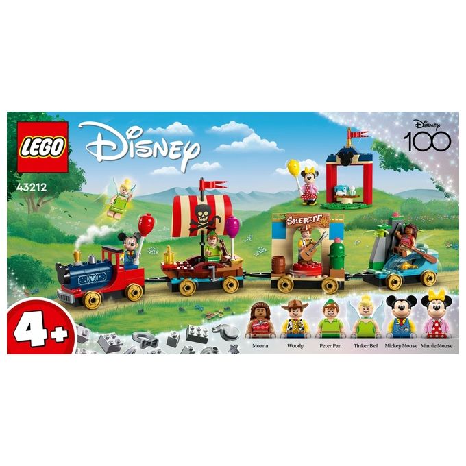 LEGO Disney 43212 Treno delle Celebrazioni Disney 100° Anniversario con Carri Giocattolo e Figure di Topolino e Minnie