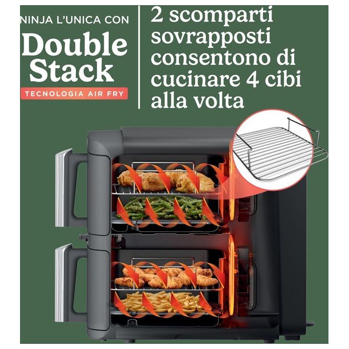 Ninja SL451EU Friggitrice ad aria ninja doublestack 9 5 lt con sonda
