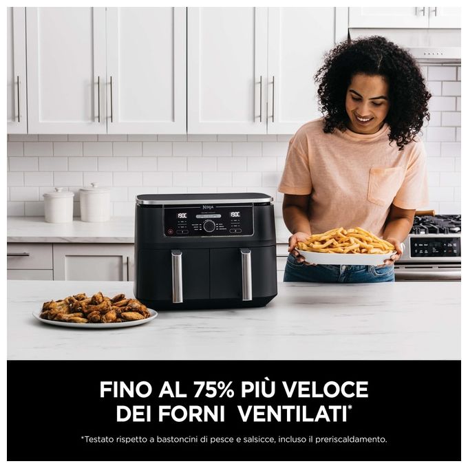 Ninja AF400EU Friggitrice ad Aria Calda Doppia 9.5 Litri Indipendente 2470W Nero
