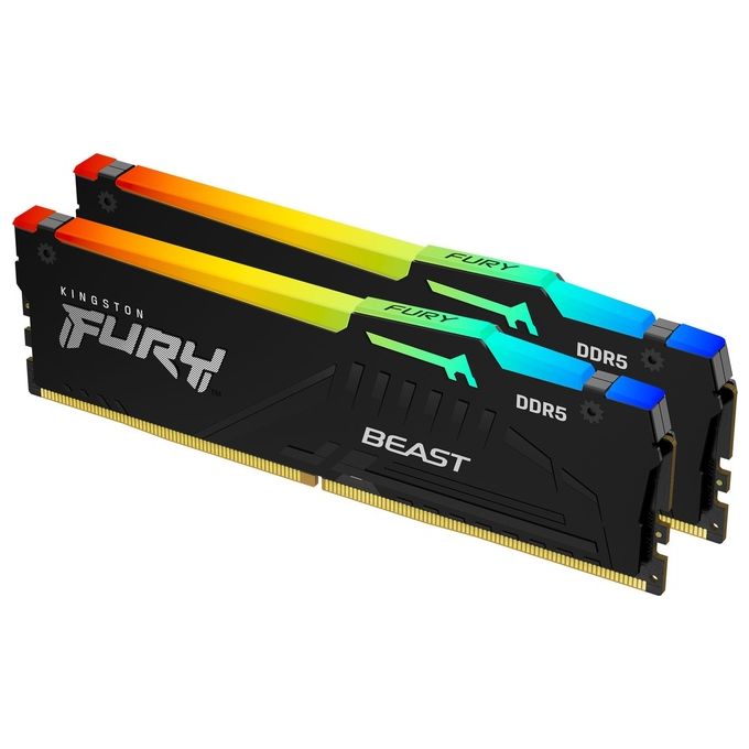 Kingston Fury Beast DDR5 RGB 32GB 5200MTs 2x16GB Memoria Gaming Tipologia DIMM per Computer Fissi Kit ottimizzato per le prestazioni