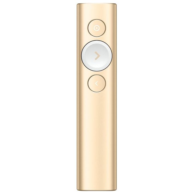 Logitech Spotlight Presenter, Puntatore Laser per Presentazioni Wireless Portata 30 Metri PC-Mac-Android-iOS - ‎Oro-Bianco