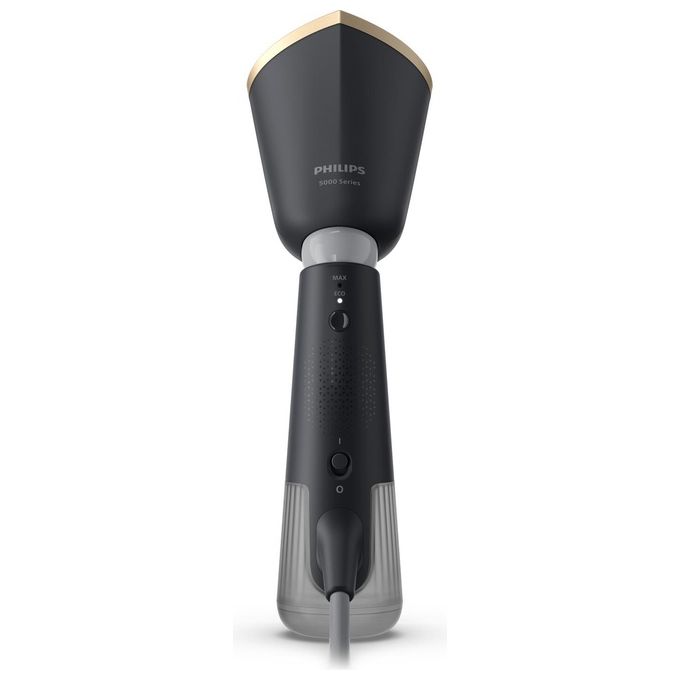 Philips 5000 Series STH5030-80 - Ferro a vapore verticale portatile, 1300 W, piastra metallo inox, serbatoi 120 ml + 200 ml, riscaldamento 35 s, modalita' Eco-Max, testa regolabile, guanto protettivo e StyleMat inclusi, compatibile con tutti i tessuti, co
