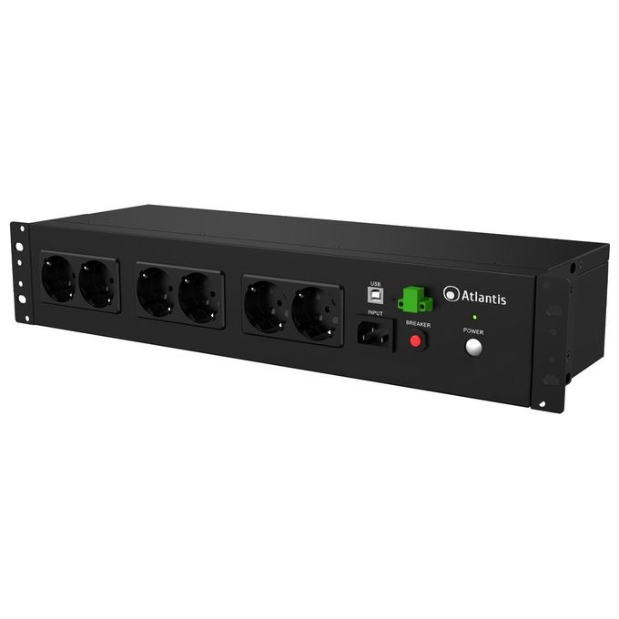 Atlantis A03-PDU1000-RC Ups Rack Off Line 800va (480w) per Rack 19 Corti 153mm Batteria 12v 9ah 8p Schuko in Backup