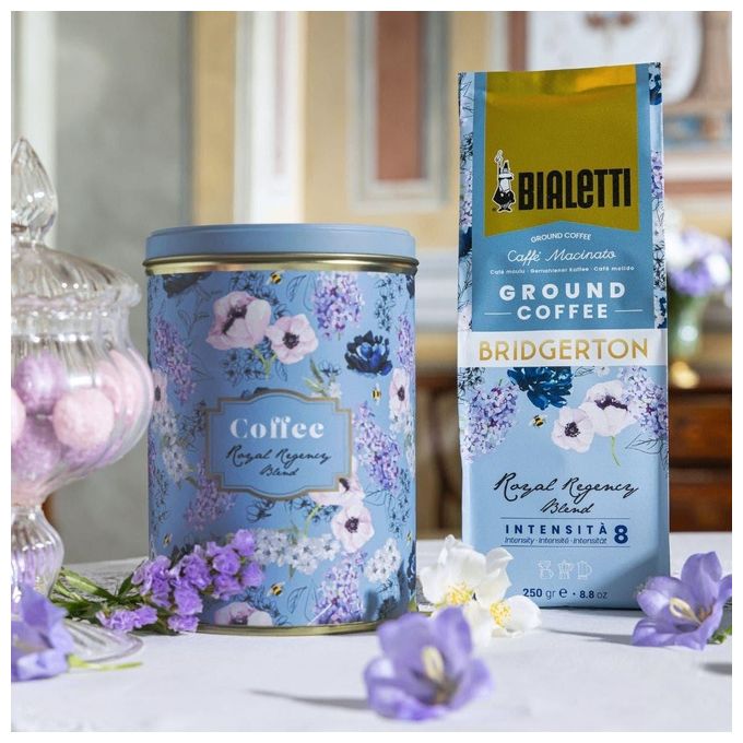 Bialetti Caffe Bridgerton con Barattolo Bridgerton Caffe' Macinato 250gr