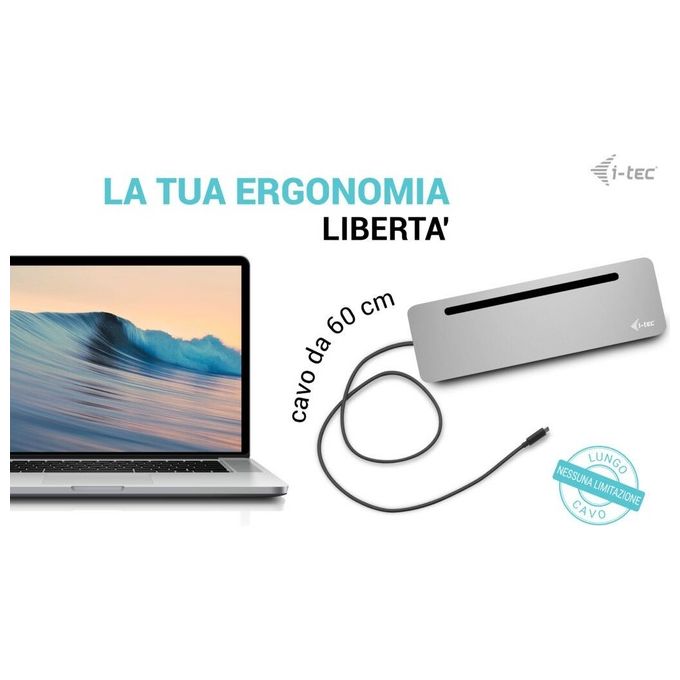 I-Tec Usb-c Metal Ergonomic 3x 4k Display Docking Station  Power Delivery 100W