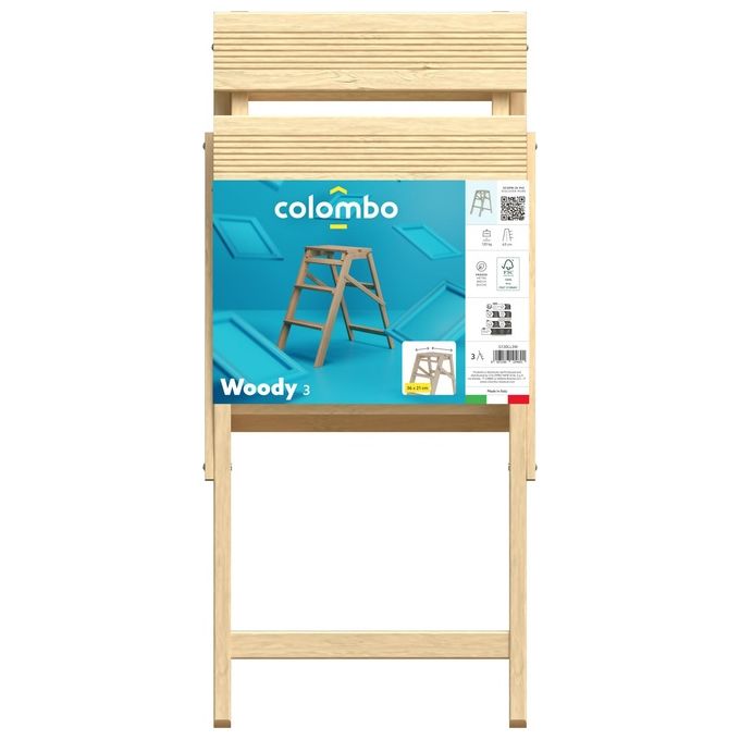 Colombo Sgabello WOODY 3 Gradini In Legno Di Faggio Con Spessori Maggiorati Portata 120 Kg
