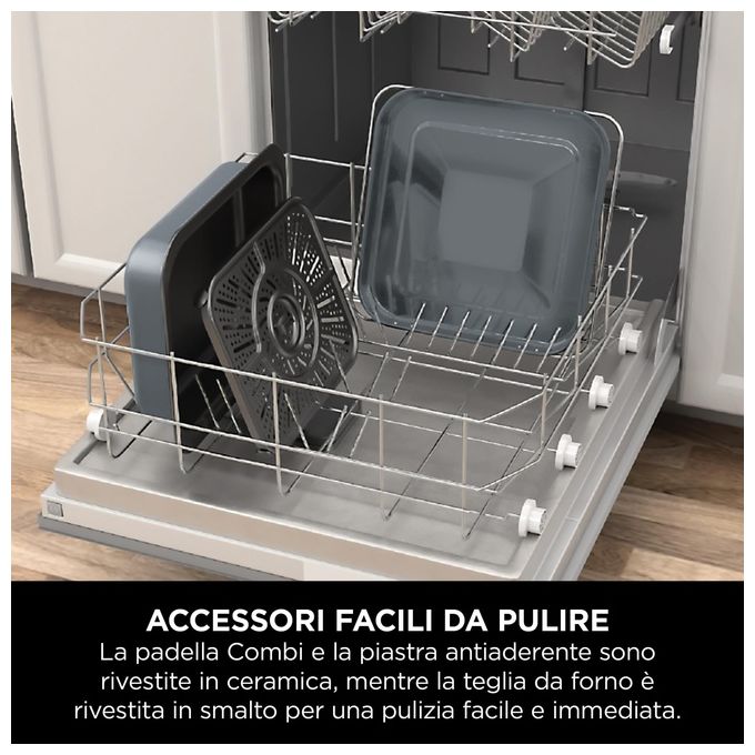 Ninja SFP700EU Combi 12-in-1 Multicooker Forno e Friggitrice ad Aria 12 Funzioni di Cottura Pasti per la Famiglia in 15 Minuti* Include Teglia Padella e Guida alle Ricette Grigio