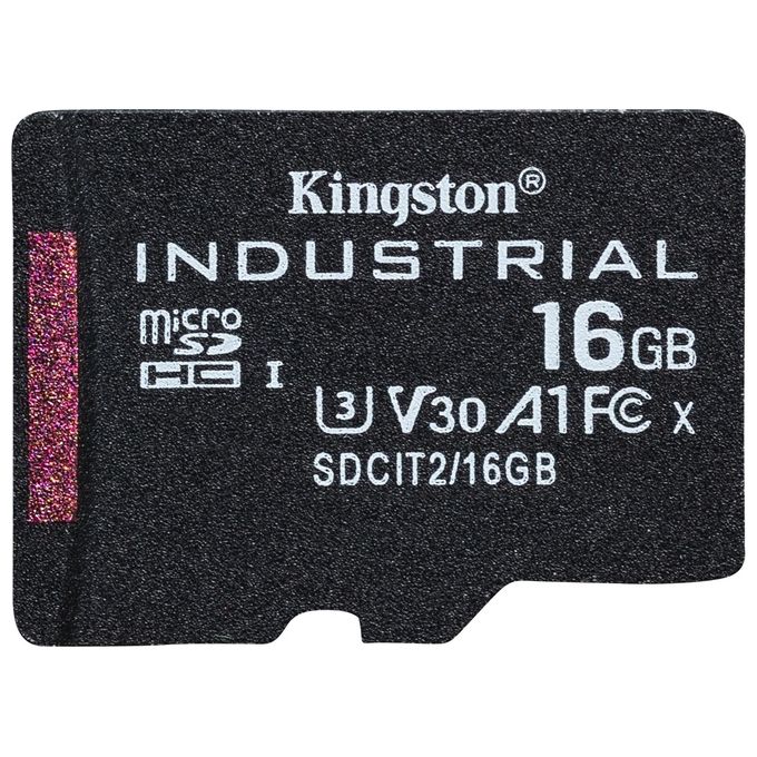 Kingston SDCIT2-16GB Industrial microSDHC 16GB UHS-I U3 V30 A1 pSLC Classe 10 con Adattatore SD colore Nero