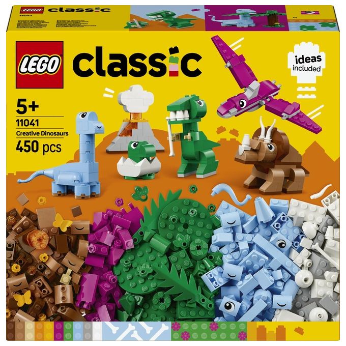 LEGO 11041 Dinosauri Creativi Set di Costruzioni con 450 Pezzi per Bambini 5+ Anni con T. rex Triceratopo Pterosauro Brontosauro e Cucciolo nell'uovo colore Multicolore