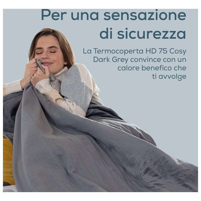 Beurer HD 75 Cosy Coperta Elettrica 100W Grigio Tessuto Felpato