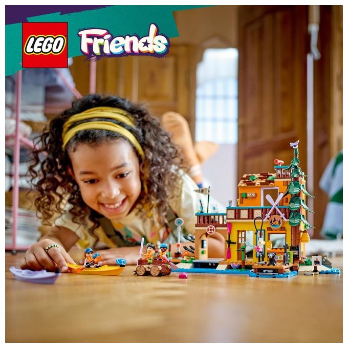 LEGO Friends 42626 Campo Avventura Sport Acquatici Giochi di Ruolo Educativi per Bambine e Bambini da 7 Anni con Molo e Campeggio Giocattolo da Costruire Accessori e 3 Personaggi Idea Regalo