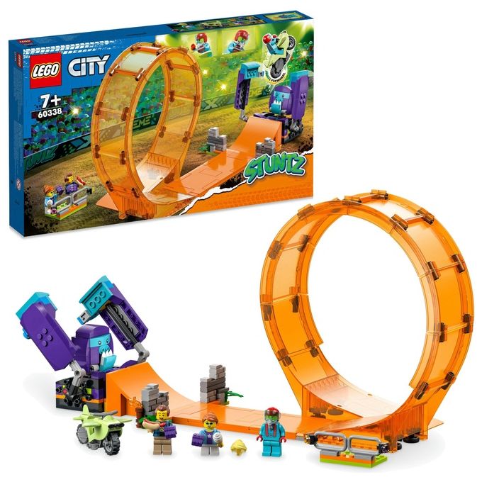 LEGO 60338 City Stuntz Giro della Morte dello Scimpanzé Set da Costruzione con Moto Carica e Vai Minifigure e Scimpanzé Meccanico colore Multicolore