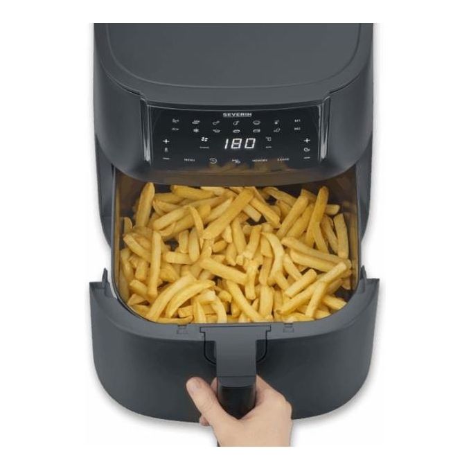 Severin FR2462 Friggitrice ad Aria Calda XXL 1700W 7 Litri Display Touch 12 Programmi Mantenimento Caldo Funzione Memoria Rivestimento Ceramica 290 x 387 x 310 cm Nero
