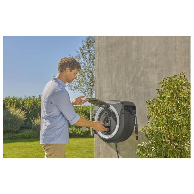 Gardena Set Avvolgitubo a Parete PowerRoll XXL Ricaricabile 18V Set 40mt