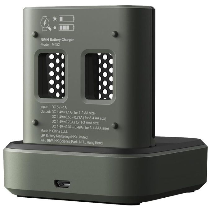 GP Batteries ReCyko M452 4-Fold Modello LCD Docking Station  4x AA NiMh 2600mAh