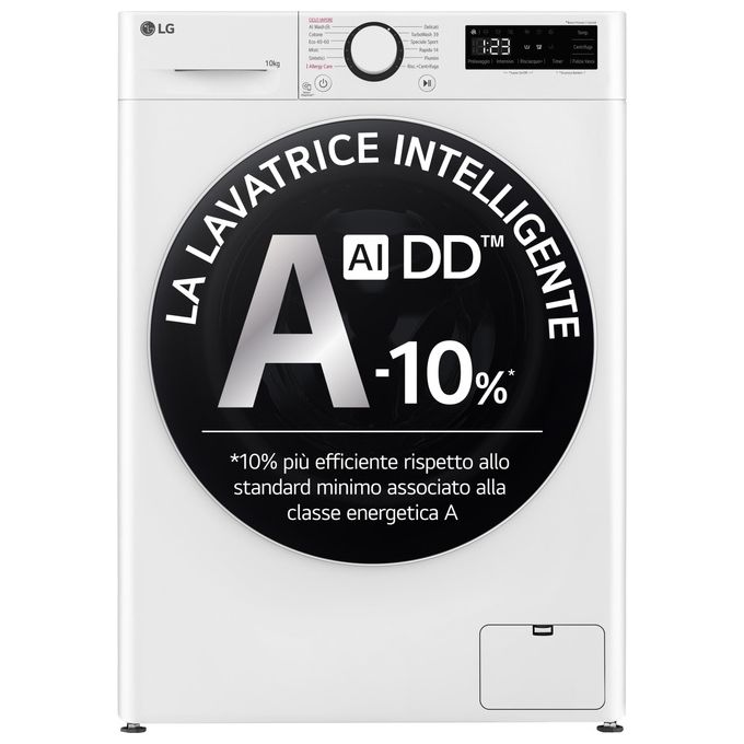 LG F4R5010TSWW Lavatrice 10kg AI DD Classe Energetica A 1400 Giri TurboWash Vapore