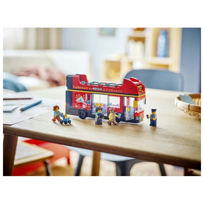 LEGO City Autobus Turistico Rosso a Due Piani Giochi per Bambini e Bambine da 7 Anni in su con Veicolo Giocattolo in Stile Londinese da Costruire e 5 Minifigure Idea Regalo di Compleanno 60407