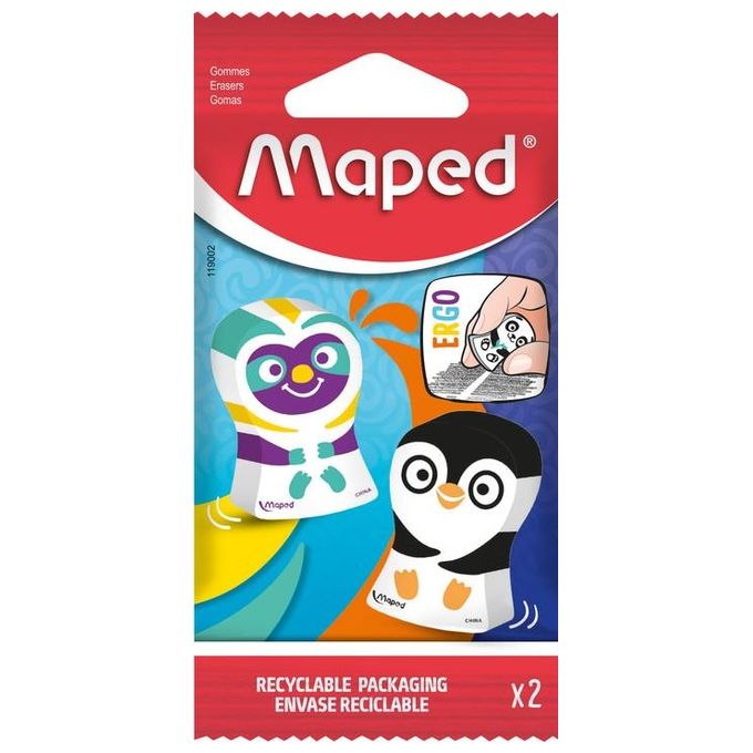 Maped Confezione 2 Blister Gomma New Ergo Fun