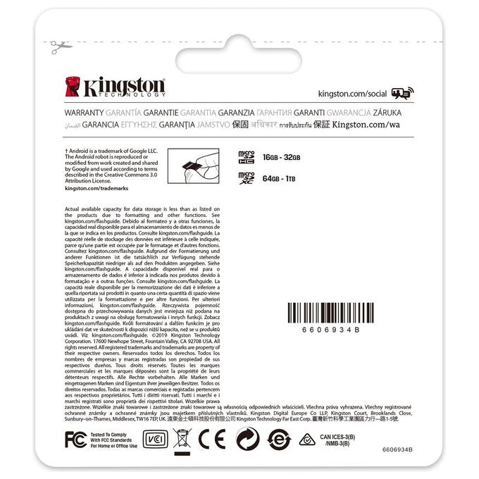 Kingston Canvas Select Plus SDCS2-32GBSP Scheda microSD Classe 10, senza Adattatore SD, 32 GB