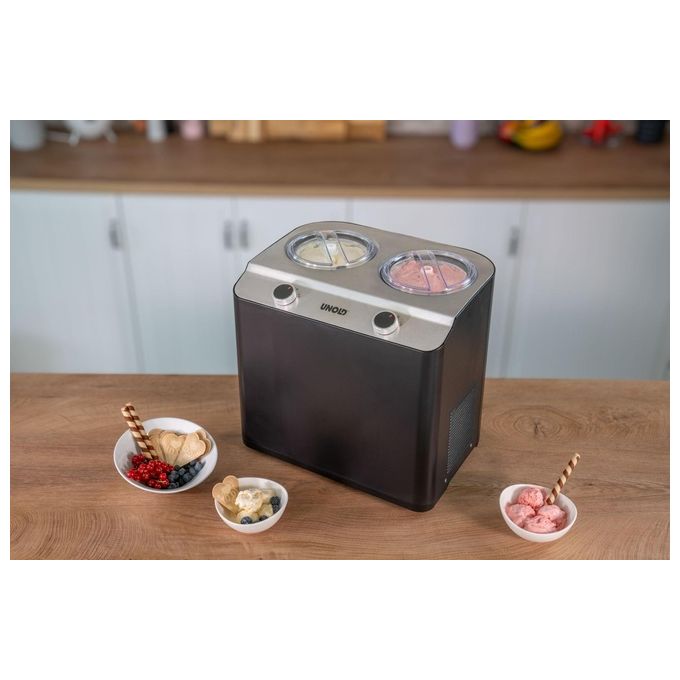 Unold Doppio Gelatiera 2.4 Litri 250W Nero-Acciaio Satinato