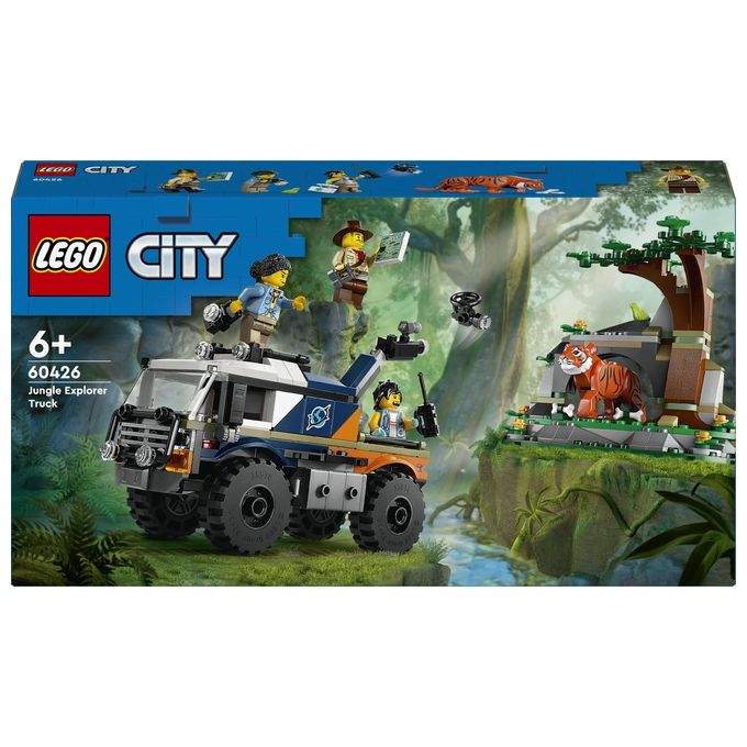 LEGO City Fuoristrada dell'Esploratore della Giungla Camion Giocattolo da Costruire con Minifigure Tigre e Grotta Giochi Creativi per Bambini e Bambine da 6 Anni Idee Regalo di Compleanno 60426