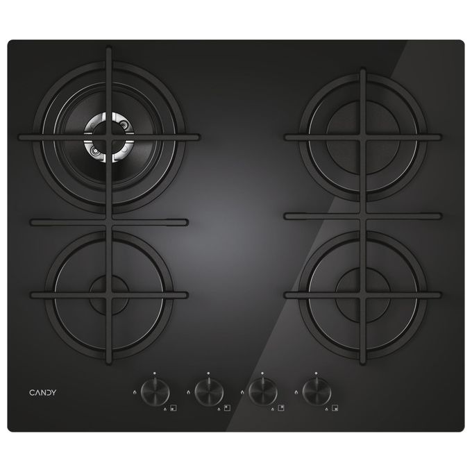 Candy Moderna CVG6BR4WTB Piano Cottura Nero da Incasso 60cm Gas 4 Fornelli