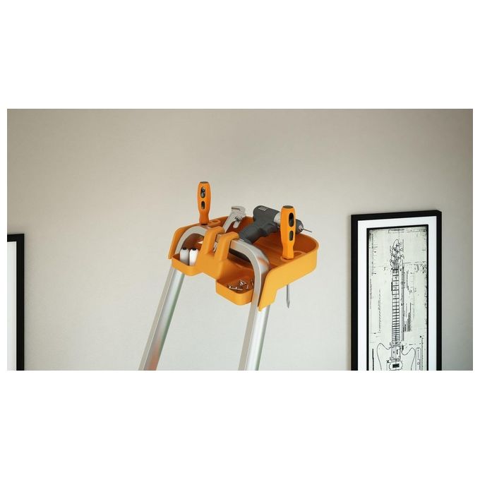 Colombo New Scal S108A08P ATTICA Scala Pieghevole 8 Gradini Alluminio 150 Kg Vaschetta Portautensili Piedini Antiscivolo EN131 colore Alluminio