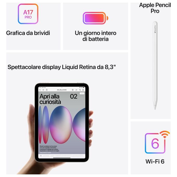 Apple iPad mini 256Gb 8.3'' Wi-Fi 7ª Generazione Grigio Siderale