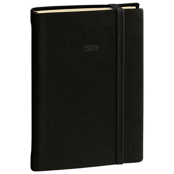 Quo Vadis 377011Q DAILY 24 PREST Agenda Giornaliera 12 Mesi 1 Giorno per Pagina Multilingue Carta Avorio Clairefontaine Copertina Rigida Soft Touch con Elastico Tasca Interna e Taccuino Rimovibile colore Nero